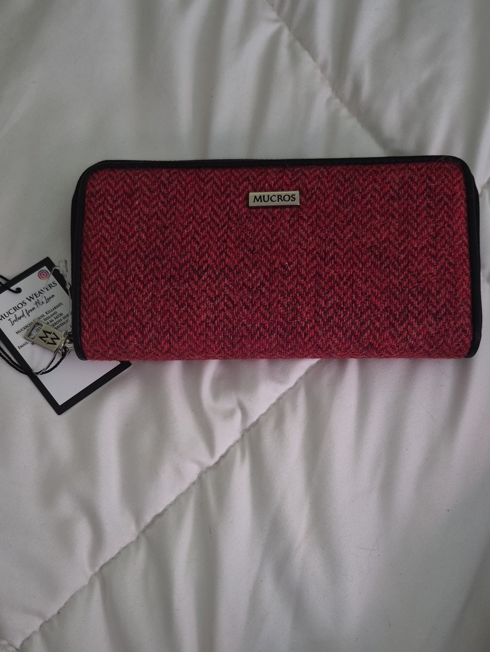 Mucros Red Wool Tweed Wallet From Killarney, £RELAND -NWT